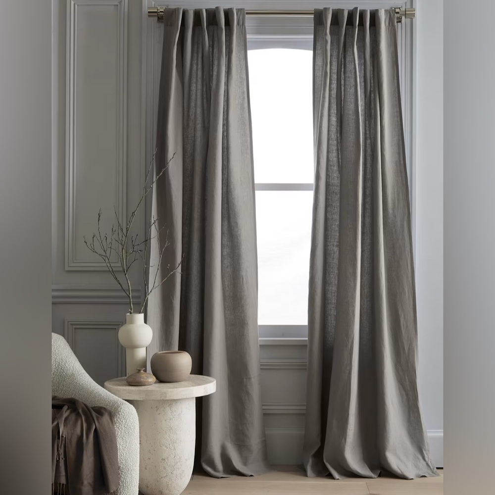 Washed linen Gray linen curtains 57”x98”
